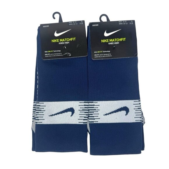 Nike Other - Lot Of 2 Nike Matchfit Knee High Dri-Fit Soccer Socks Navy White Size 8-12